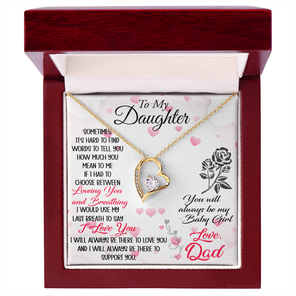 Proud Dad to Daughter Forever Love Necklace Gift for Birthday, Christmas, Back to School, Wedding or any Special Occasions. Best Gift from Father
