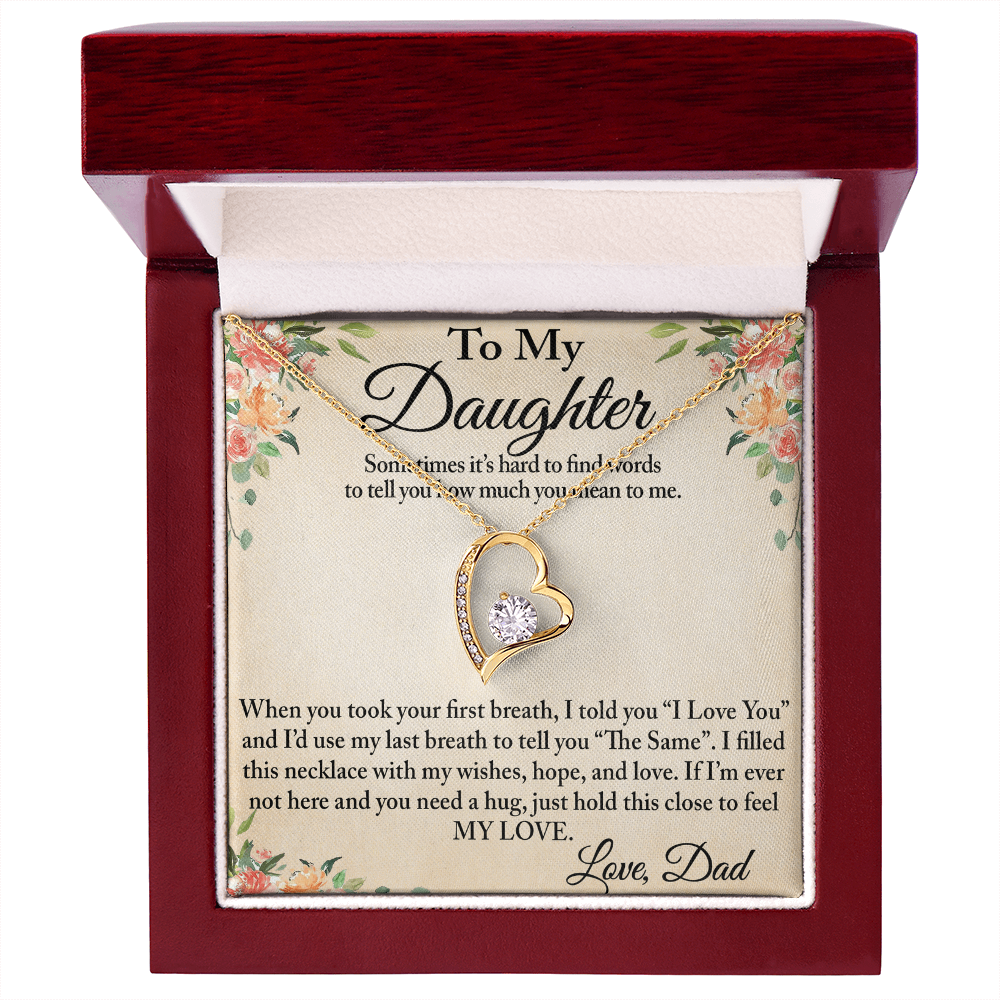 To My Daughter Unique Gift From Dad Forever Love Heart Necklace for Little Girl (134218942827)