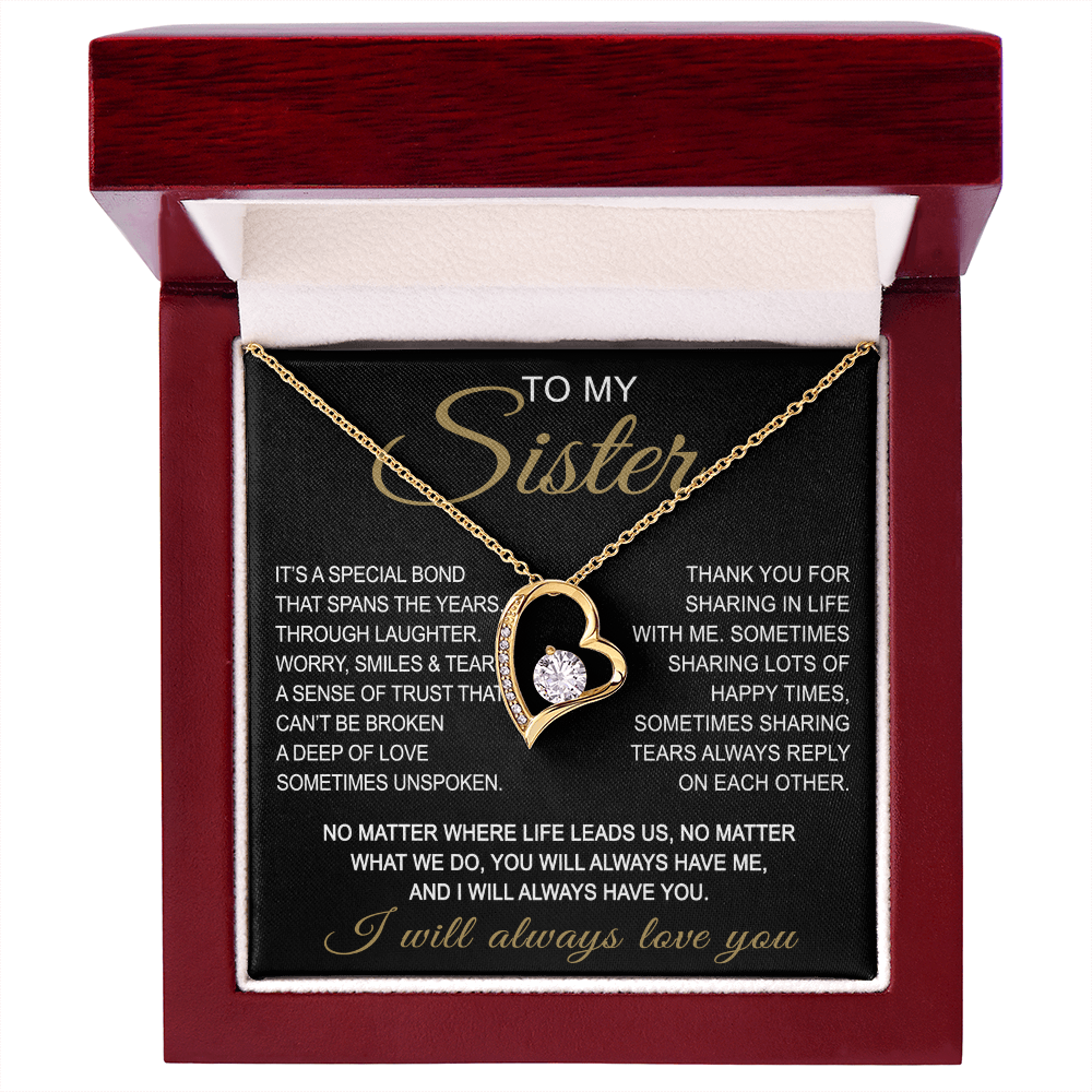 To My Sister Forever Love Necklace Sister Gifts With Heartfelt Message, Sister Gifts From Sister Brother For Birthday