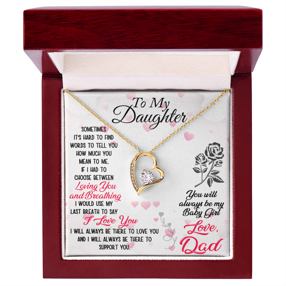 Proud Dad to Daughter Forever Love Necklace Gift for Birthday, Christmas, Back to School, Wedding or any Special Occasions. Best Gift from Father