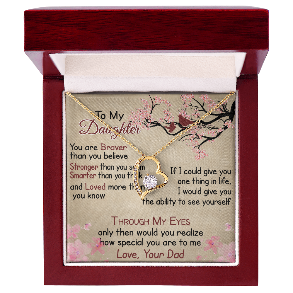 To My Daughter Gift from Dad - Forever Love Necklace for Your Princess, Little Girl Present