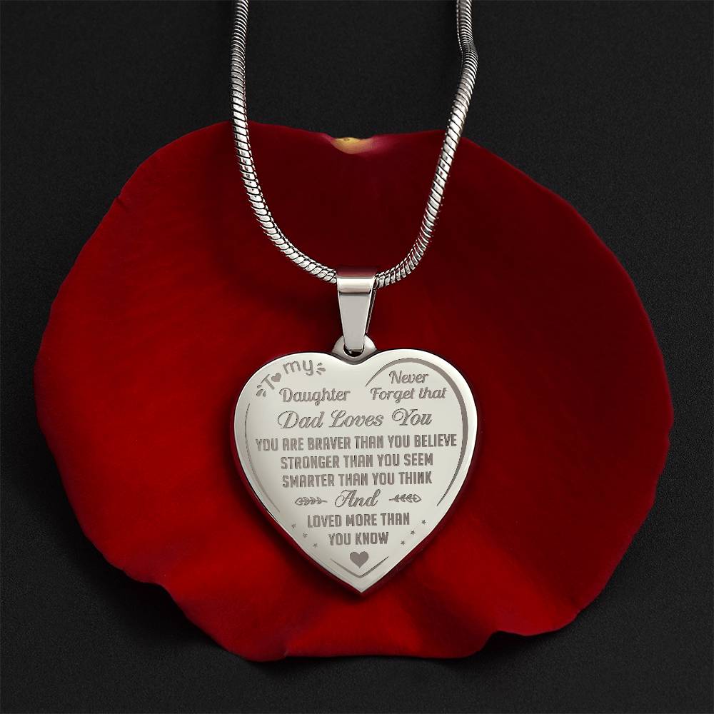 Proud Dad to Daughter Engraved Heart Necklace - Perfect Gift for Little Girl from Father Papa