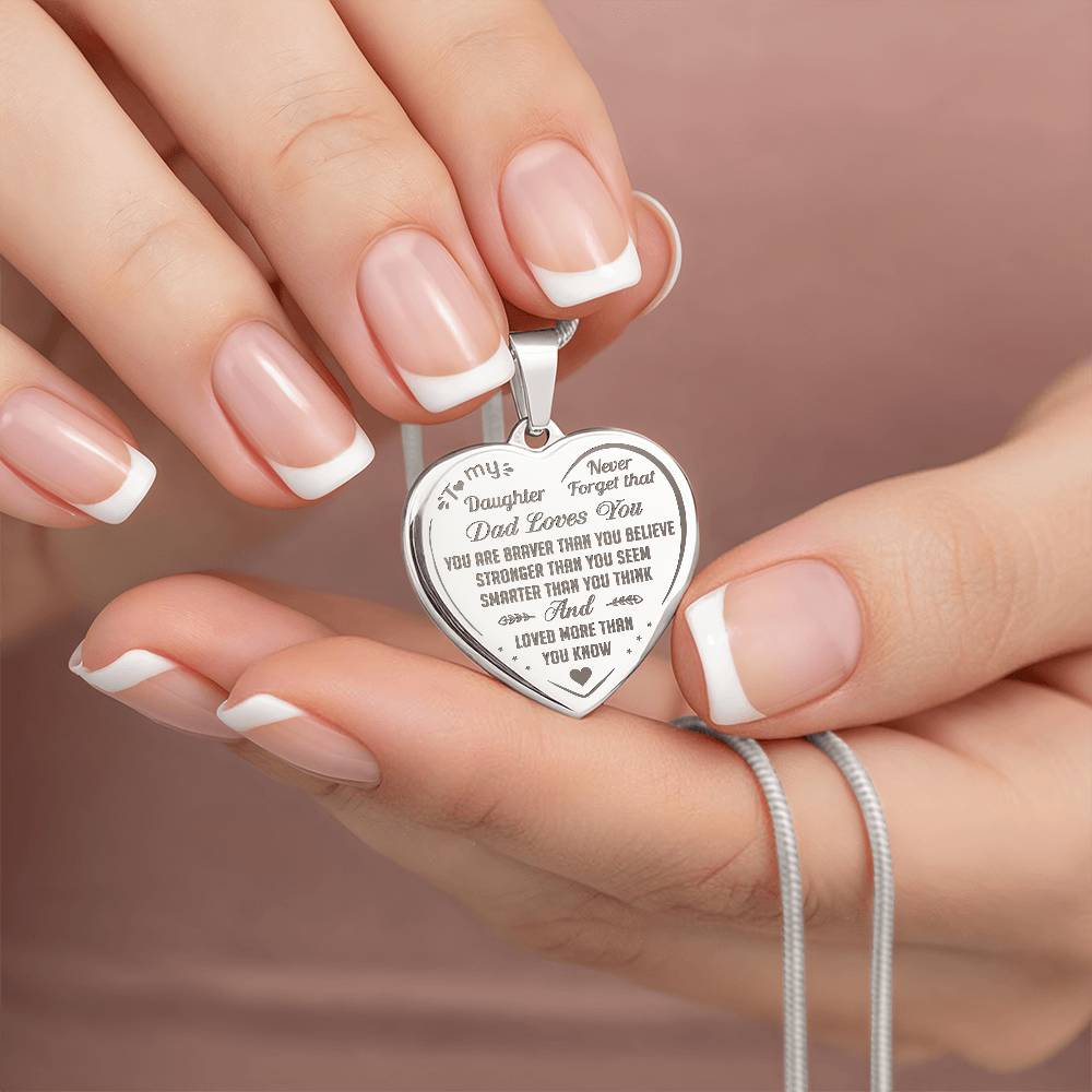 Proud Dad to Daughter Engraved Heart Necklace - Perfect Gift for Little Girl from Father Papa