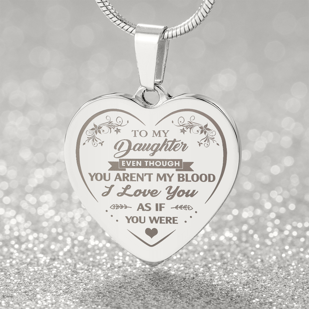 To My Step Daughter Engraved Heart Necklace Gift from Step Dad Mom for Birthday Back to School Christmas