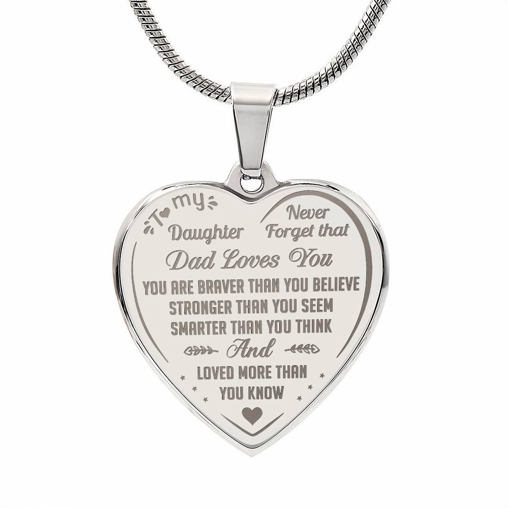 Proud Dad to Daughter Engraved Heart Necklace - Perfect Gift for Little Girl from Father Papa