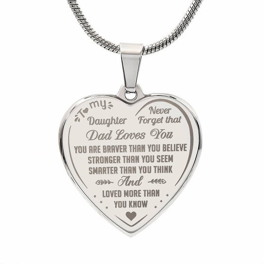 Proud Dad to Daughter Engraved Heart Necklace - Perfect Gift for Little Girl from Father Papa