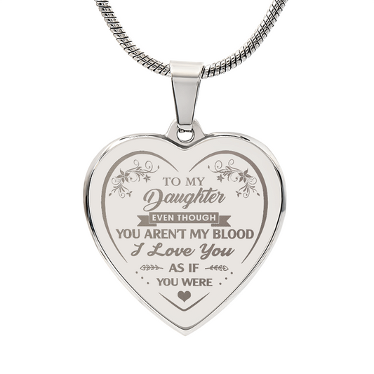 To My Step Daughter Engraved Heart Necklace Gift from Step Dad Mom for Birthday Back to School Christmas