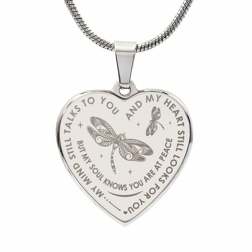 My Mind Still Talks To You, Dragonfly Gift Engraved Heart Necklace For Women Mom (134468833994)