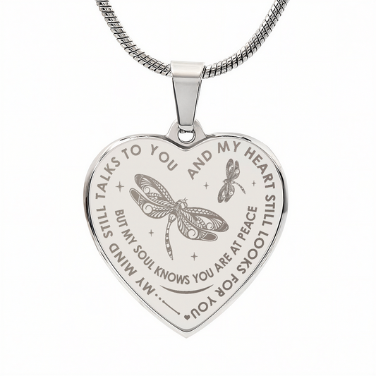 My Mind Still Talks To You, Dragonfly Gift Engraved Heart Necklace For Women Mom (134468833994)