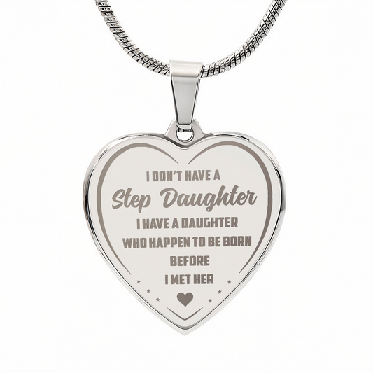 Bonus Daughter Engraved Heart Necklace from Step Dad, Step Mom - Meaningful Blended Family present for Birthday, Wedding, Back to School