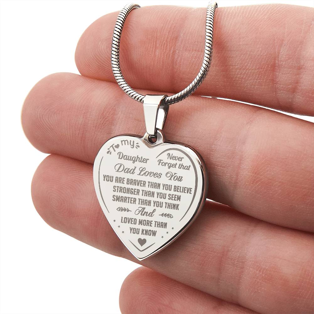 Proud Dad to Daughter Engraved Heart Necklace - Perfect Gift for Little Girl from Father Papa