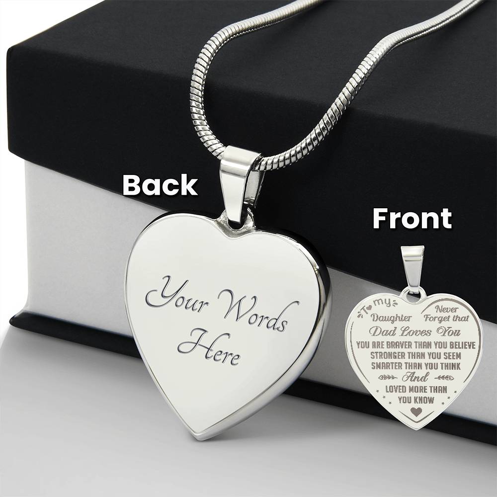 Proud Dad to Daughter Engraved Heart Necklace - Perfect Gift for Little Girl from Father Papa