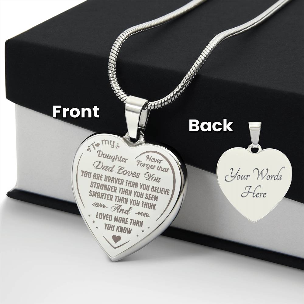 Proud Dad to Daughter Engraved Heart Necklace - Perfect Gift for Little Girl from Father Papa