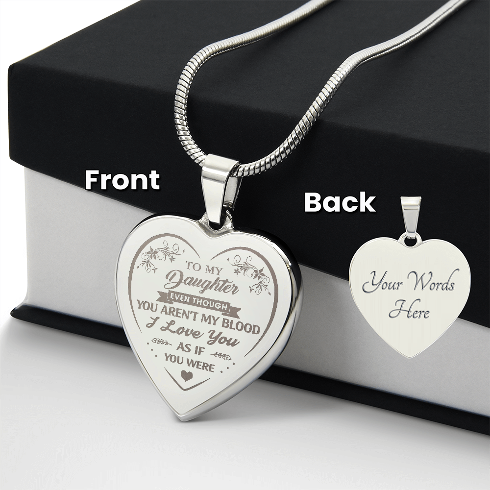 To My Step Daughter Engraved Heart Necklace Gift from Step Dad Mom for Birthday Back to School Christmas