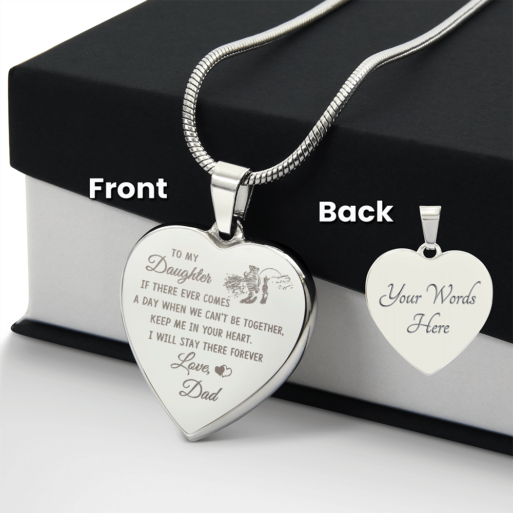 To My Daughter Heart Necklace From Dad, Engraved Pendant for Birthday Graduation Christmas Gift