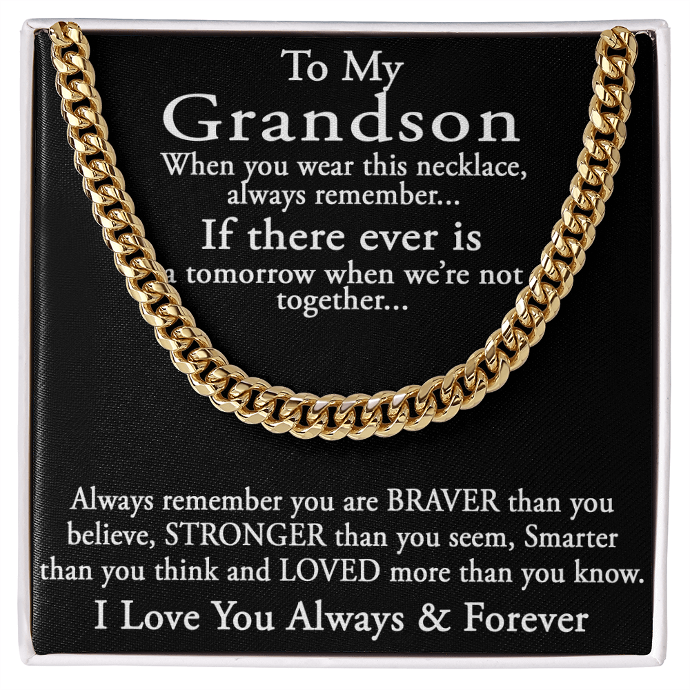 To My Grandson Keepsake Gift Sentimental Present Cuban Link 18" Chain Necklace (133998548169)