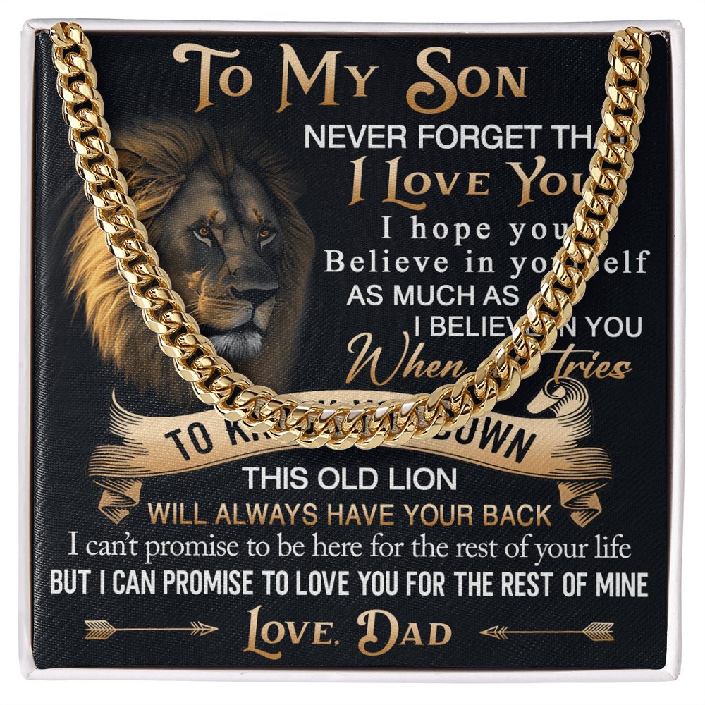 To My Son Cuban Link Chain Jewelry Gift from Dad - Unique Gift for Birthday, Back to School, Graduation or any Special Occasion.