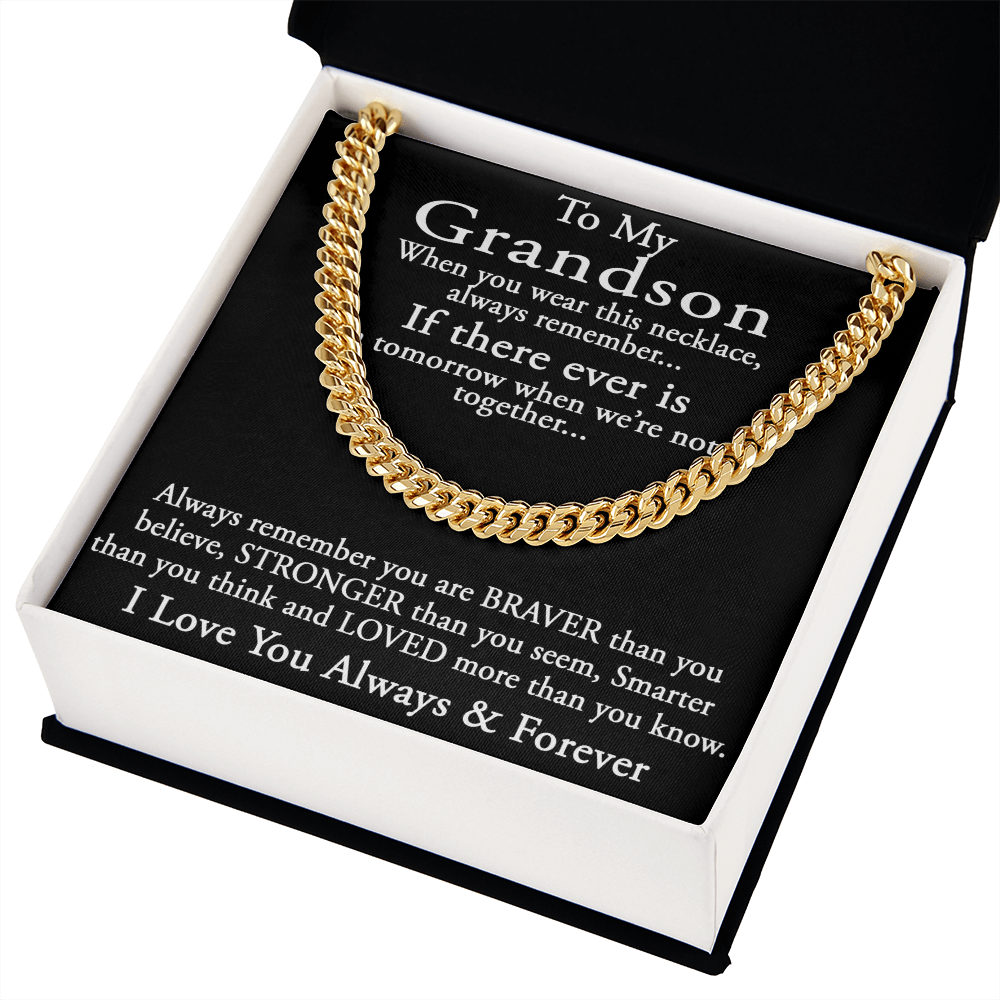 To My Grandson Keepsake Gift Sentimental Present Cuban Link 18" Chain Necklace (133998548169)