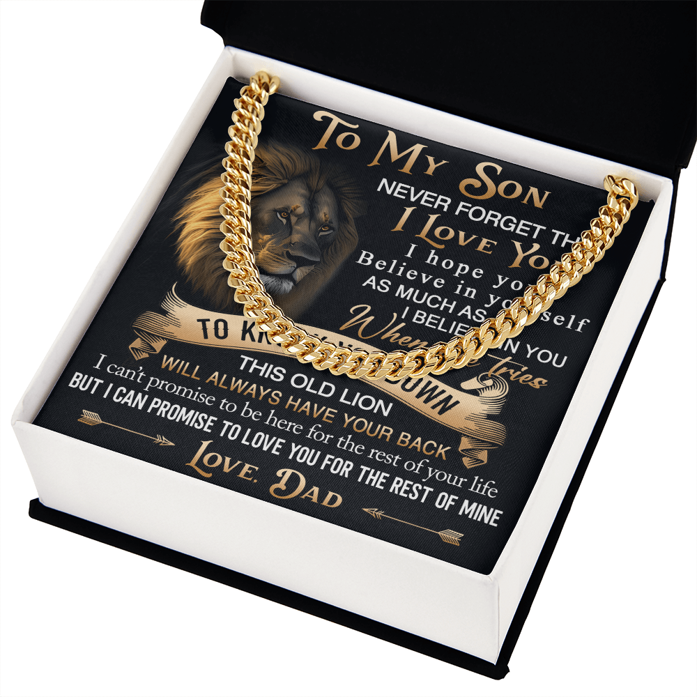 To My Son Cuban Link Chain Jewelry Gift from Dad - Unique Gift for Birthday, Back to School, Graduation or any Special Occasion.