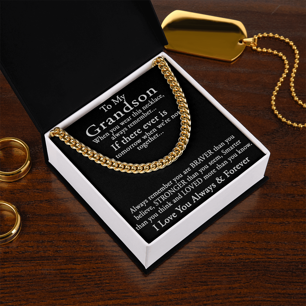 To My Grandson Keepsake Gift Sentimental Present Cuban Link 18" Chain Necklace (133998548169)