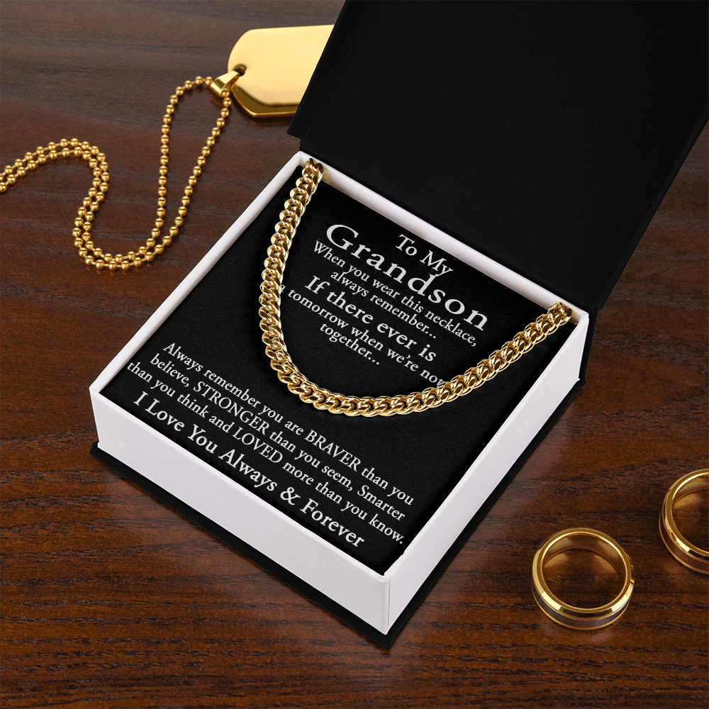 To My Grandson Keepsake Gift Sentimental Present Cuban Link 18" Chain Necklace (133998548169)
