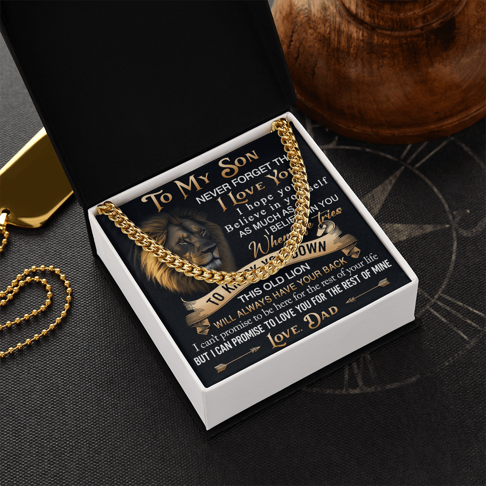 To My Son Cuban Link Chain Jewelry Gift from Dad - Unique Gift for Birthday, Back to School, Graduation or any Special Occasion.