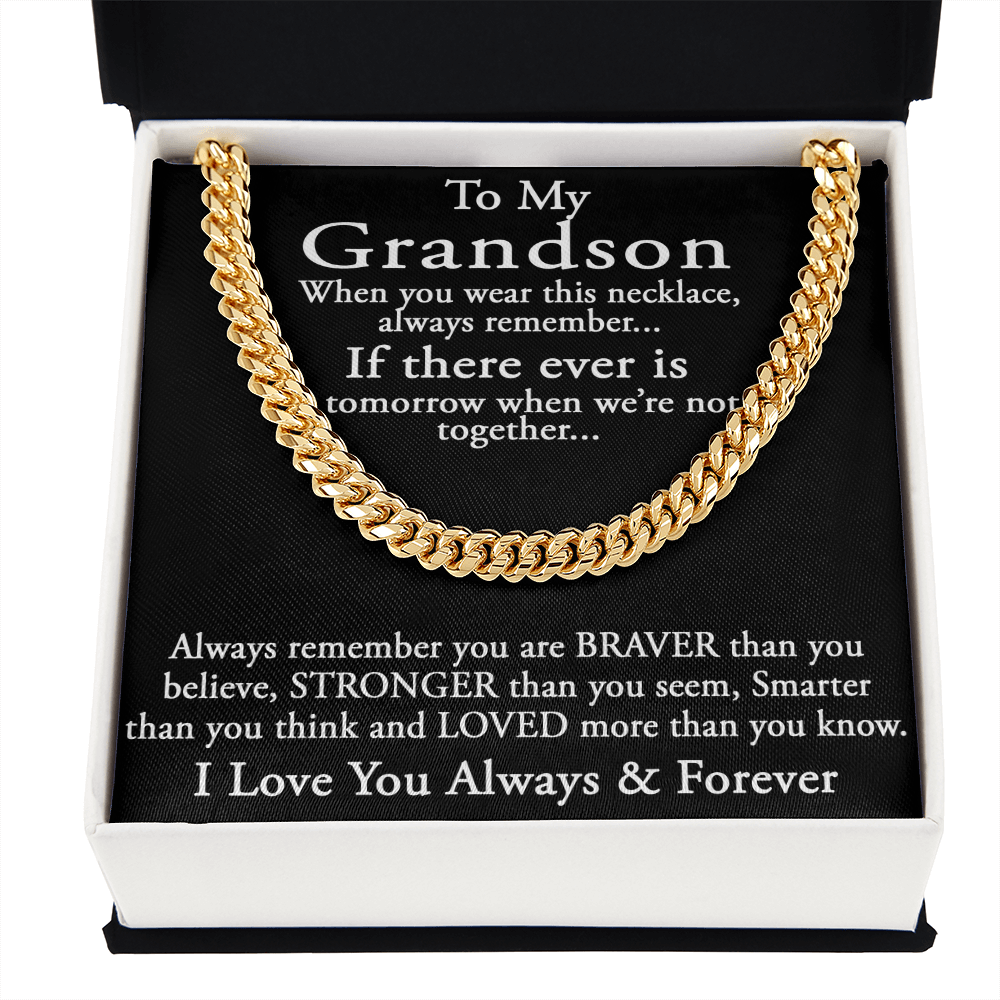 To My Grandson Keepsake Gift Sentimental Present Cuban Link 18" Chain Necklace (133998548169)