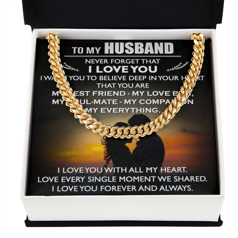 To My Husband Cuban Link Chain Necklace Love Message Anniversary Gift from Wife (134078527321)
