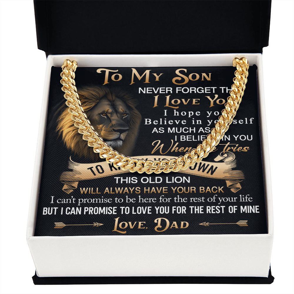 To My Son Cuban Link Chain Jewelry Gift from Dad - Unique Gift for Birthday, Back to School, Graduation or any Special Occasion.