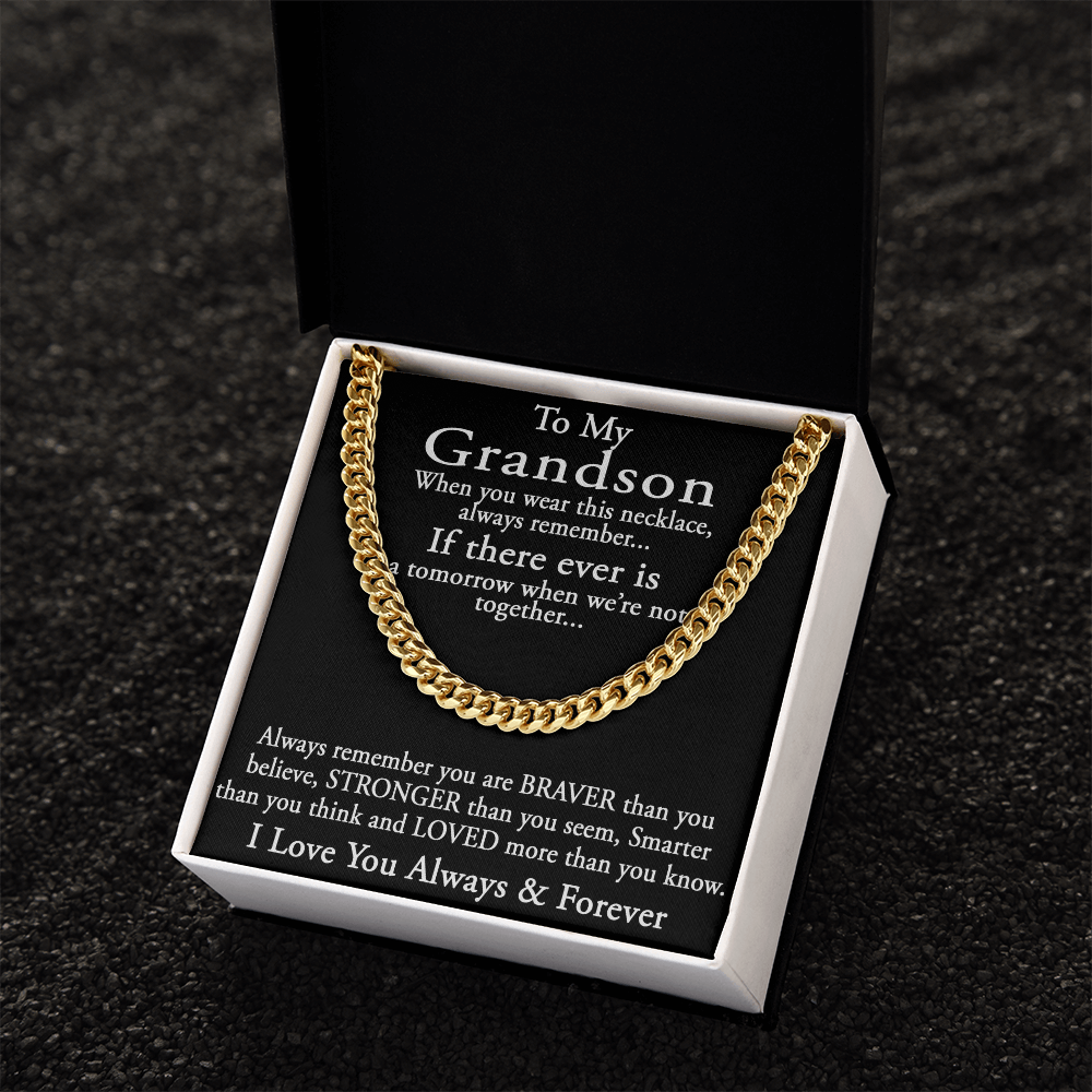 To My Grandson Keepsake Gift Sentimental Present Cuban Link 18" Chain Necklace (133998548169)