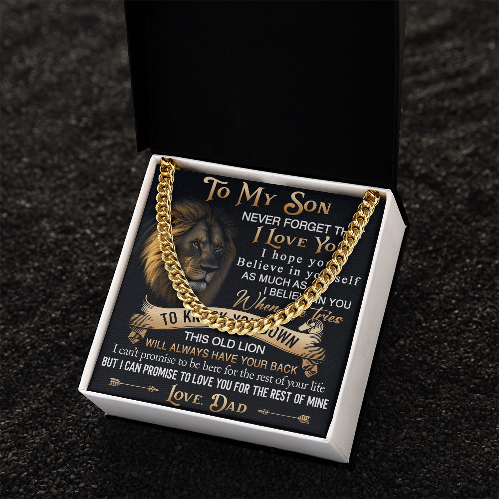 To My Son Cuban Link Chain Jewelry Gift from Dad - Unique Gift for Birthday, Back to School, Graduation or any Special Occasion.