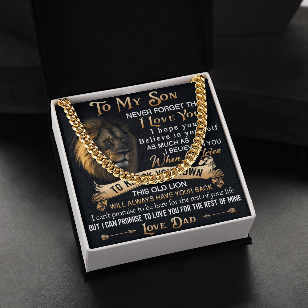 To My Son Cuban Link Chain Jewelry Gift from Dad - Unique Gift for Birthday, Back to School, Graduation or any Special Occasion.