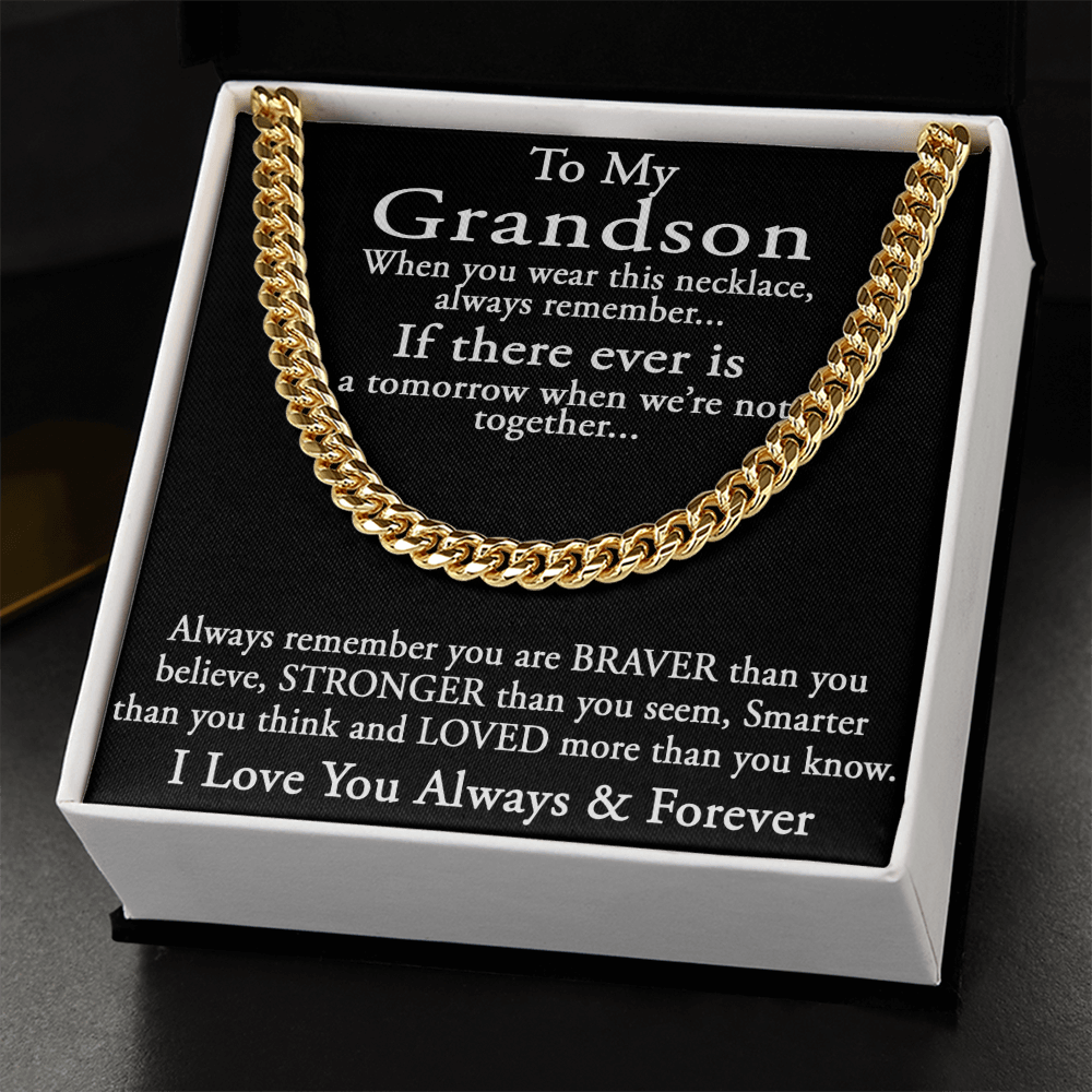 To My Grandson Keepsake Gift Sentimental Present Cuban Link 18" Chain Necklace (133998548169)
