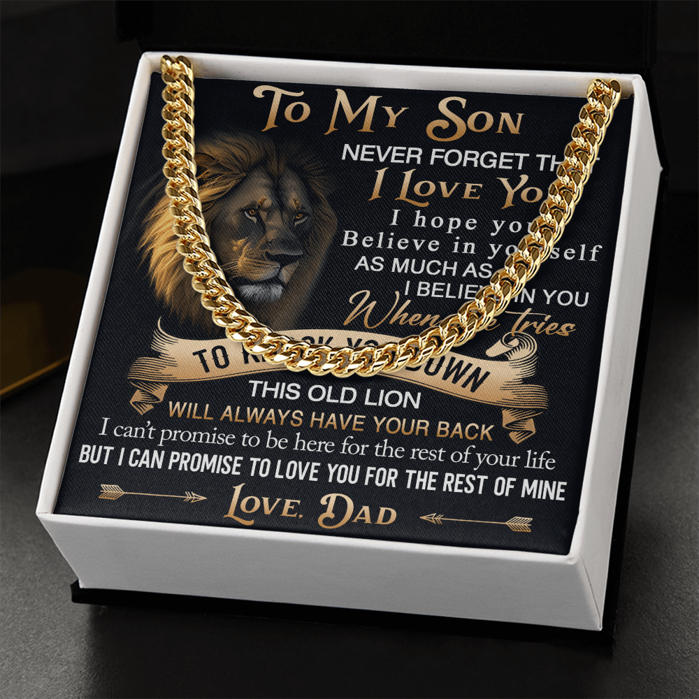To My Son Cuban Link Chain Jewelry Gift from Dad - Unique Gift for Birthday, Back to School, Graduation or any Special Occasion.