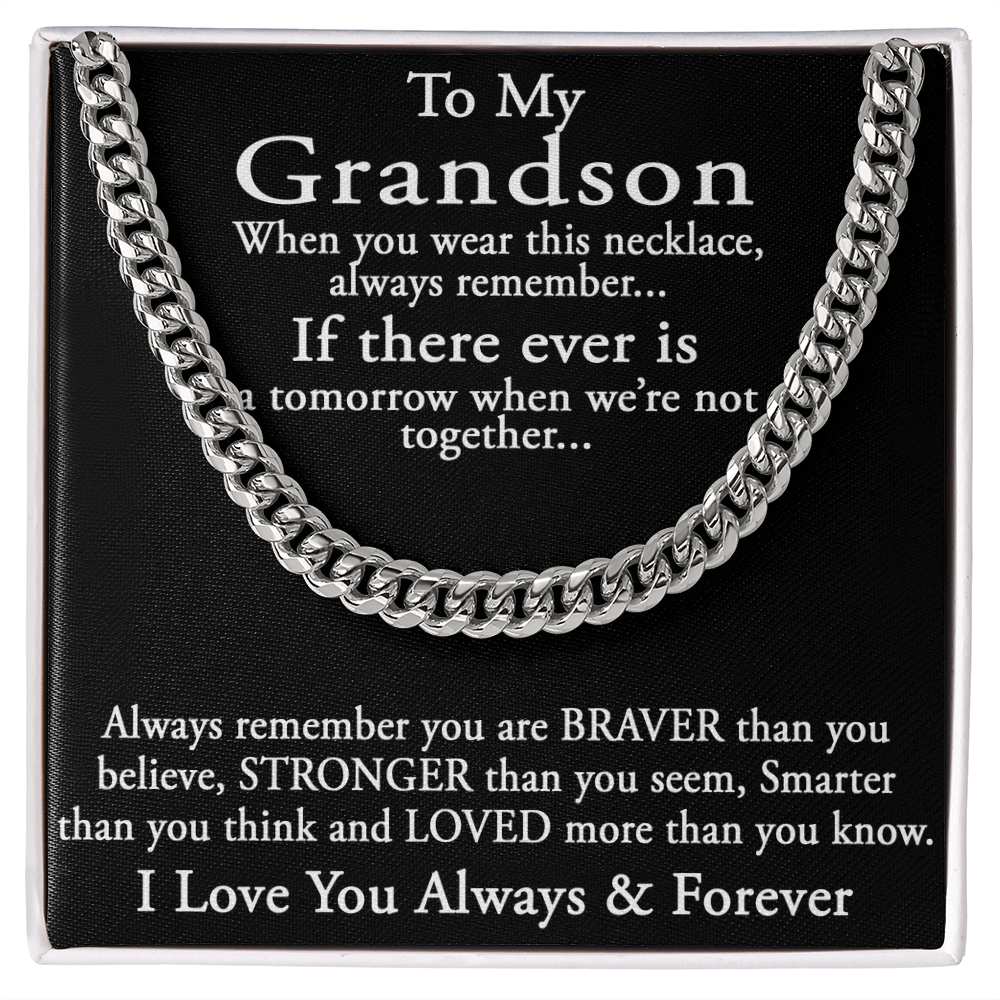 To My Grandson Keepsake Gift Sentimental Present Cuban Link 18" Chain Necklace (133998548169)
