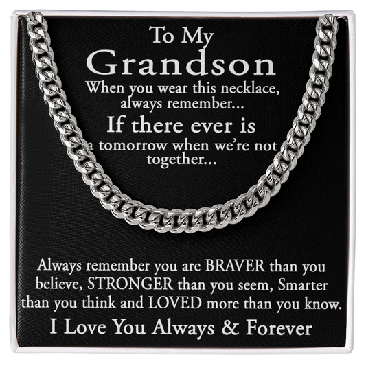 To My Grandson Keepsake Gift Sentimental Present Cuban Link 18" Chain Necklace (133998548169)