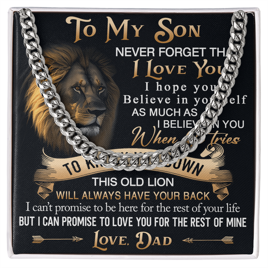 To My Son Cuban Link Chain Jewelry Gift from Dad - Unique Gift for Birthday, Back to School, Graduation or any Special Occasion.