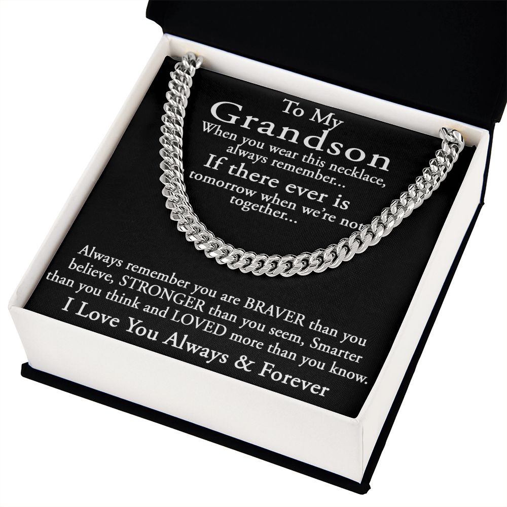 To My Grandson Keepsake Gift Sentimental Present Cuban Link 18" Chain Necklace (133998548169)