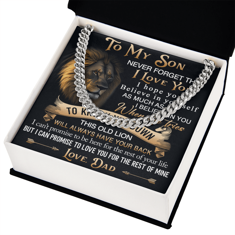 To My Son Cuban Link Chain Jewelry Gift from Dad - Unique Gift for Birthday, Back to School, Graduation or any Special Occasion.