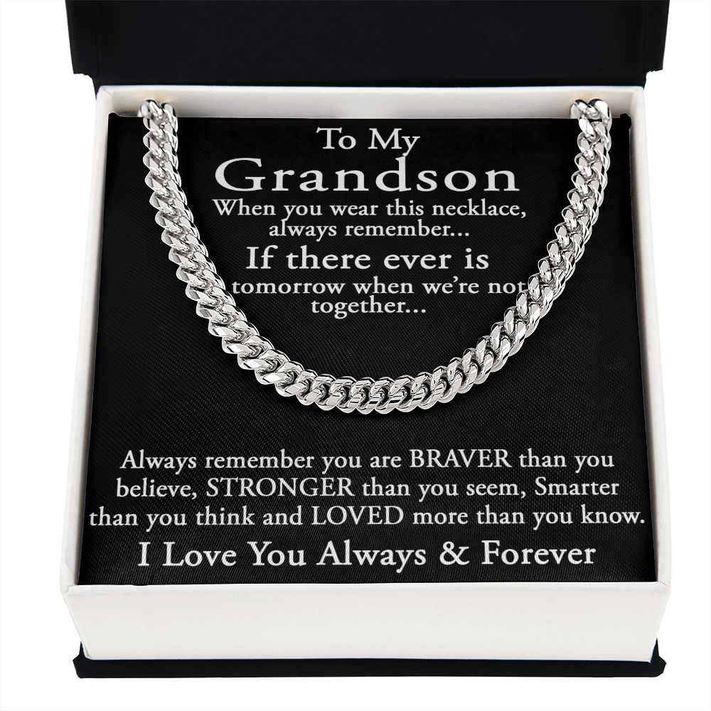 To My Grandson Keepsake Gift Sentimental Present Cuban Link 18" Chain Necklace (133998548169)