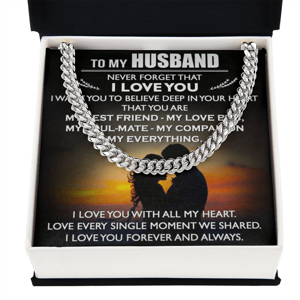 To My Husband Cuban Link Chain Necklace Love Message Anniversary Gift from Wife (134078527321)