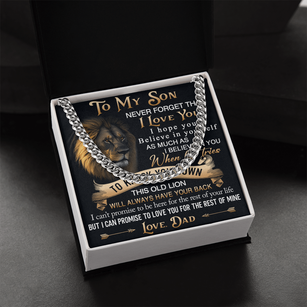 To My Son Cuban Link Chain Jewelry Gift from Dad - Unique Gift for Birthday, Back to School, Graduation or any Special Occasion.