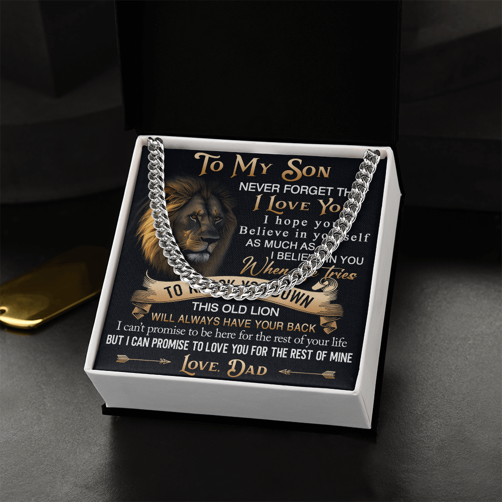 To My Son Cuban Link Chain Jewelry Gift from Dad - Unique Gift for Birthday, Back to School, Graduation or any Special Occasion.