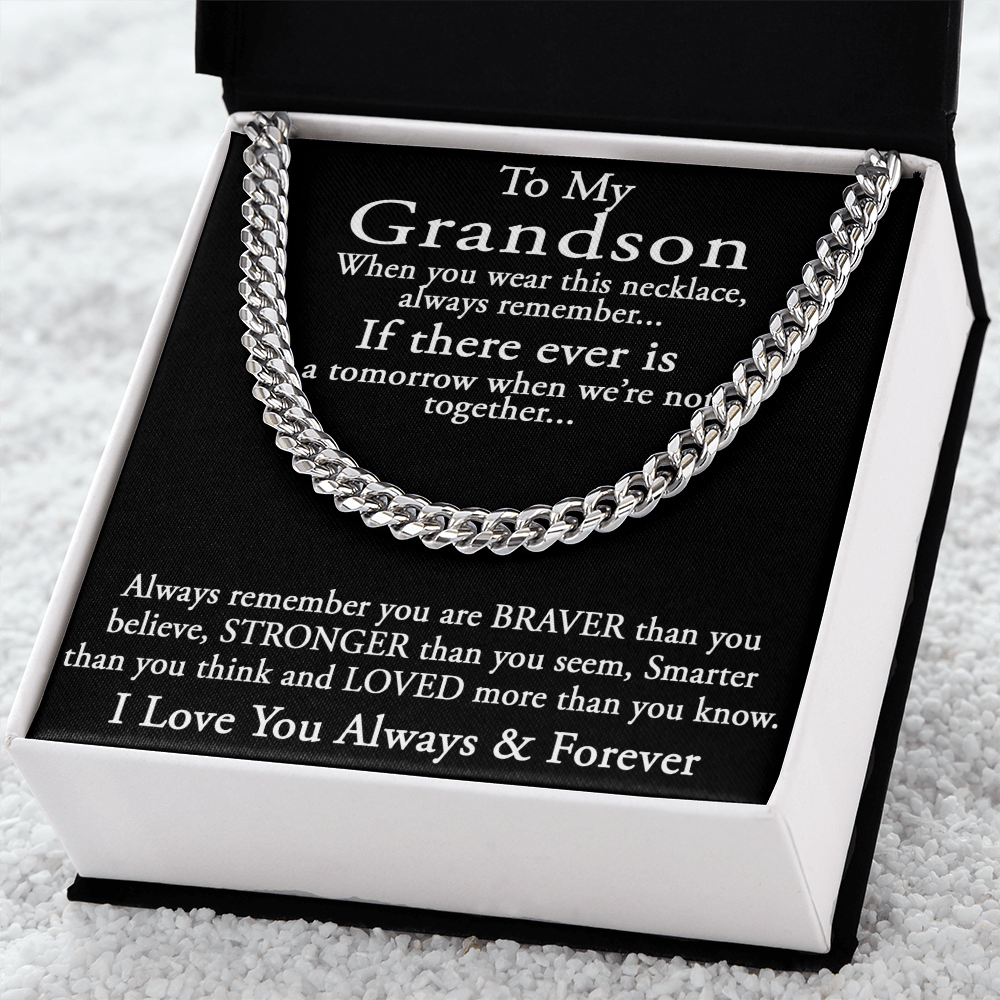 To My Grandson Keepsake Gift Sentimental Present Cuban Link 18" Chain Necklace (133998548169)