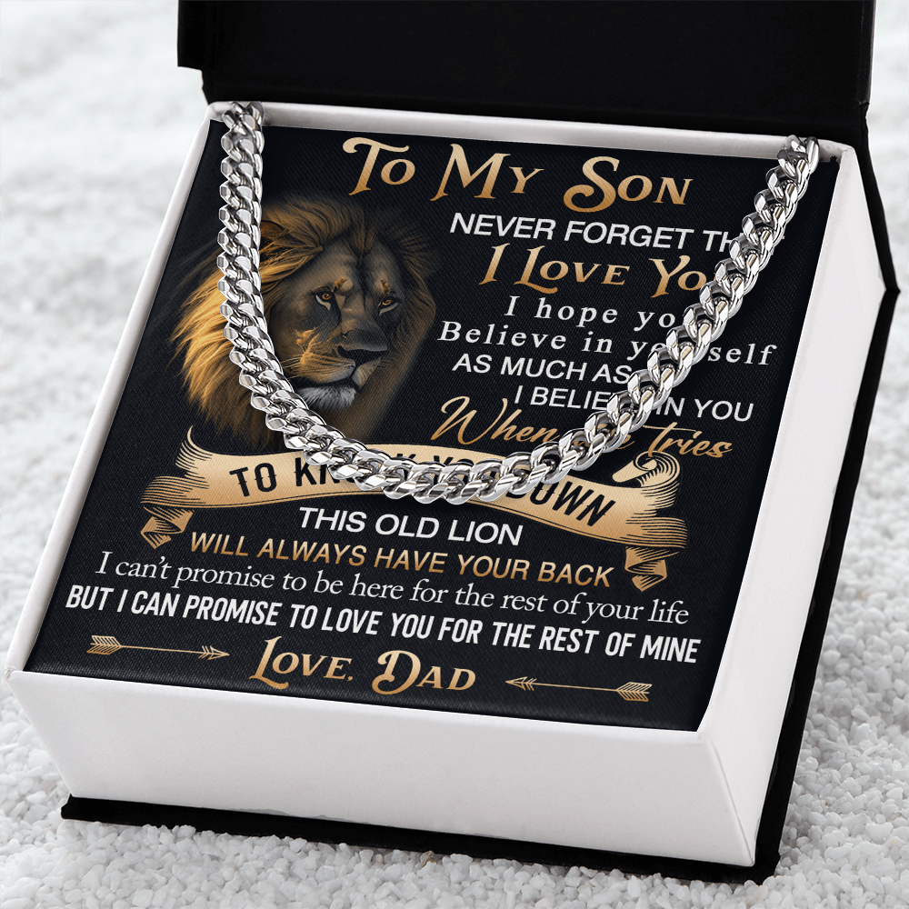 To My Son Cuban Link Chain Jewelry Gift from Dad - Unique Gift for Birthday, Back to School, Graduation or any Special Occasion.