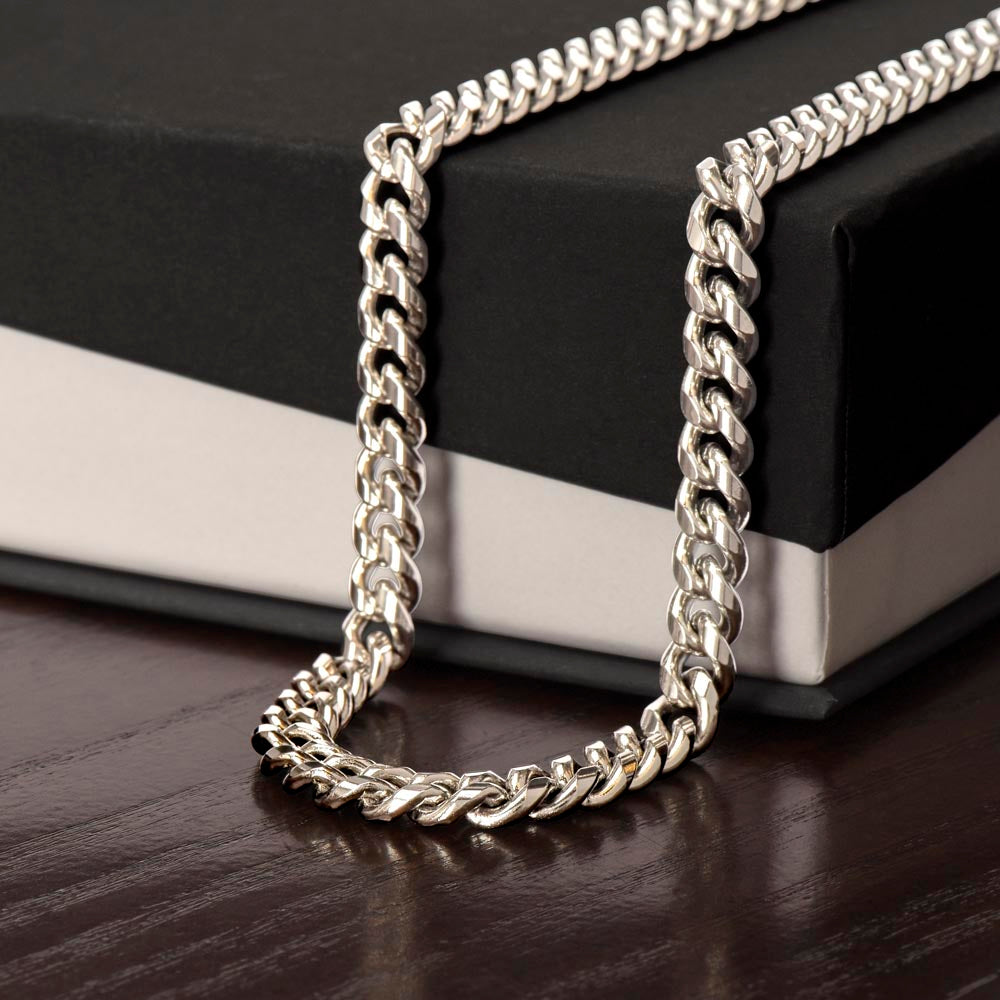 To My Husband Cuban Link Chain Necklace Love Message Anniversary Gift from Wife (134078527321)