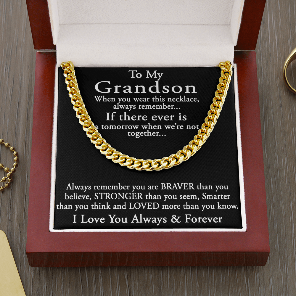 To My Grandson Keepsake Gift Sentimental Present Cuban Link 18" Chain Necklace (133998548169)