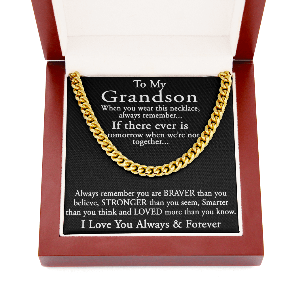 To My Grandson Keepsake Gift Sentimental Present Cuban Link 18" Chain Necklace (133998548169)