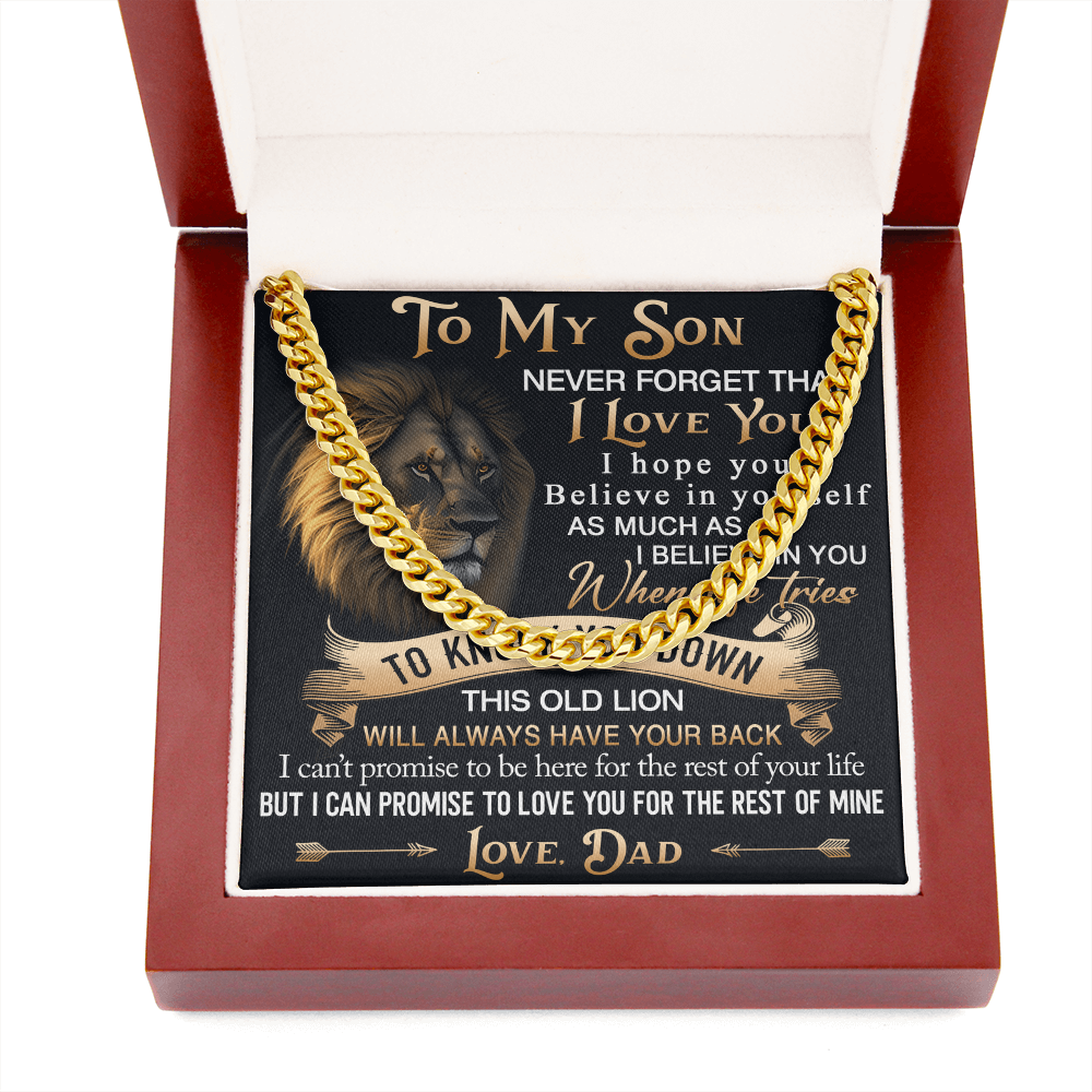 To My Son Cuban Link Chain Jewelry Gift from Dad - Unique Gift for Birthday, Back to School, Graduation or any Special Occasion.
