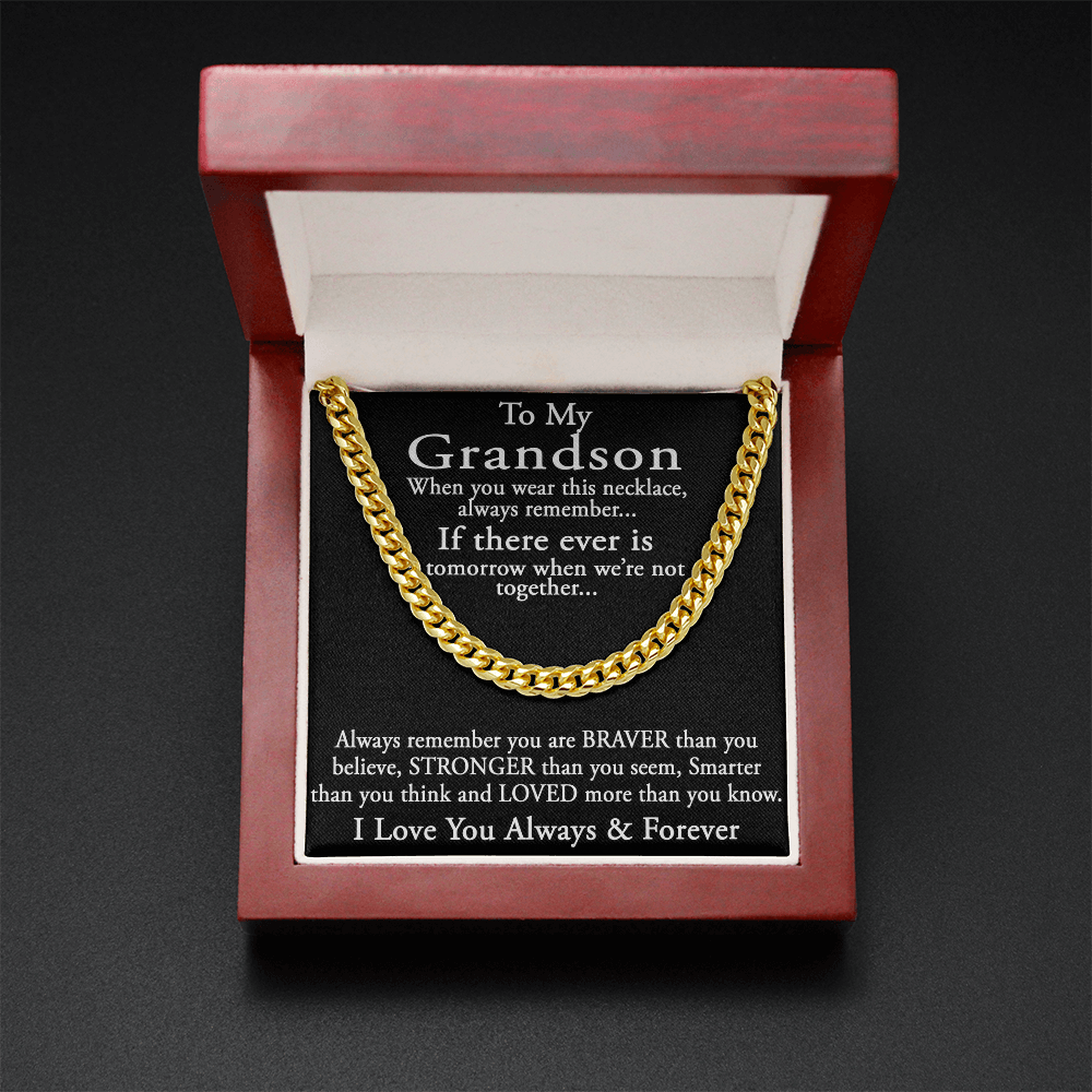 To My Grandson Keepsake Gift Sentimental Present Cuban Link 18" Chain Necklace (133998548169)
